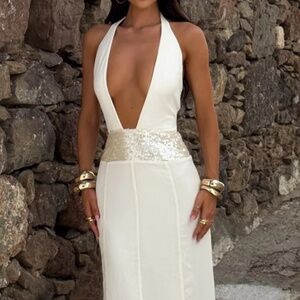 OUTCAST Agata Maxi Dress - White, Size M